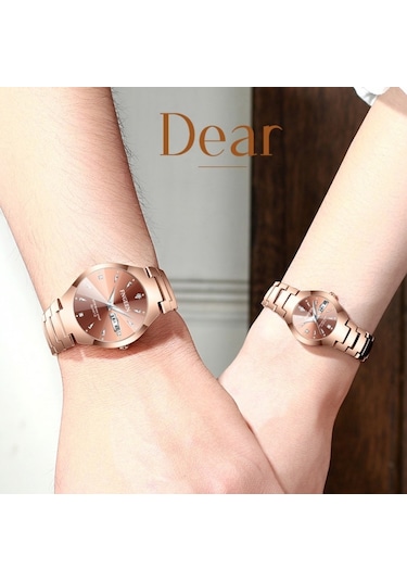 Sones Skmeı 1739 Elmas Roma Rakamlı Yuvarlak Kadranlı Kuvars Saat Altın