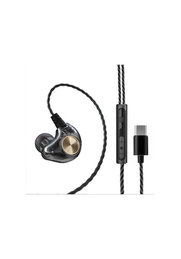 K1 Kablolu Kulaklık Hibrit Hifi Kulaklık Stereo Müzik Derin Bas Gürültü Önleyici Kulaklık Siyah Type-c Arayüzü -