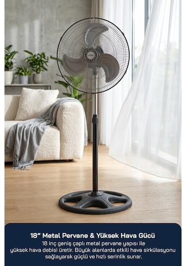 Sinbo Sf-6790 Vantilatör 18 İnç 90w 3 Ü 1 Arada Ayaklı Duvar Tipi Güçlü Fan