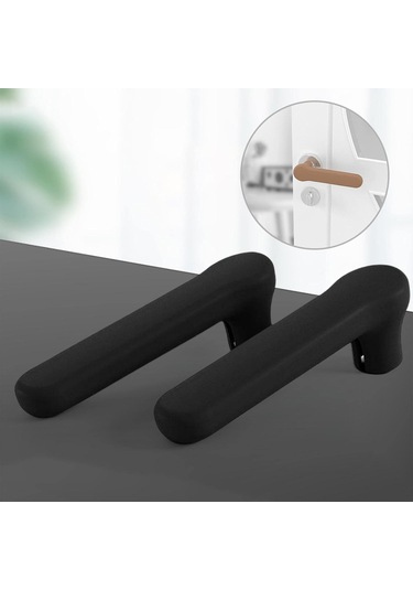 Siyah Kapı Kolu Koruyucu 2 Adet, Çocuk Güvenliği İçin Silikon Kapı Kolu Koruyucu