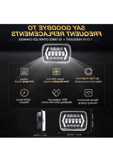 Pazly C0065 1 Adet 7 İnç Kare Led Far 7x6 5x7 İnç Yüksek/düşük Far Aydınlatma