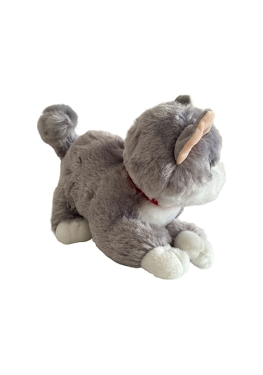 Sesli Miyavlayan Jumbo 30 Cm Peluş Kedi - Gri Gri