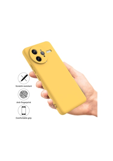 Xiaomi Poco F7 Ultra Düz Renk Sıvı Silikon Damlamaz Tam Kapsama Telefon Kılıfı Sarı