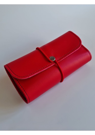 Tütün Kesesi Tütünlük Pu Deri Vegan Deri Küçük Boy Kırmızı