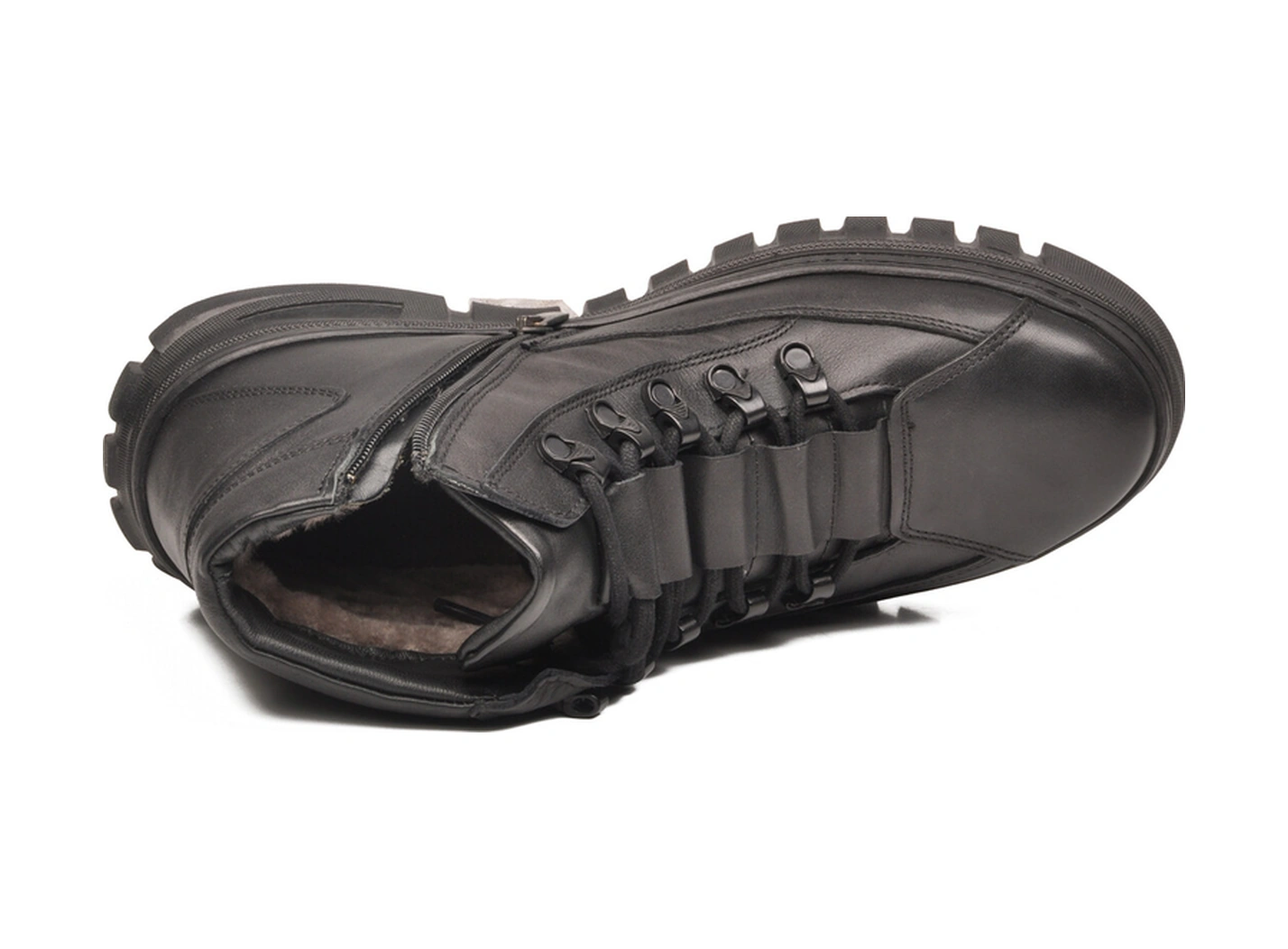 Siyah Deri Kürklü Soğuğa Dirençli Kaymaz Erkek Bot 2k0621-hk-3506 M Siyah