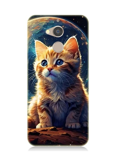 General Mobile Discovery Gm8 Uyumlu Uzayda Kedi Desenli Silikon Kılıf