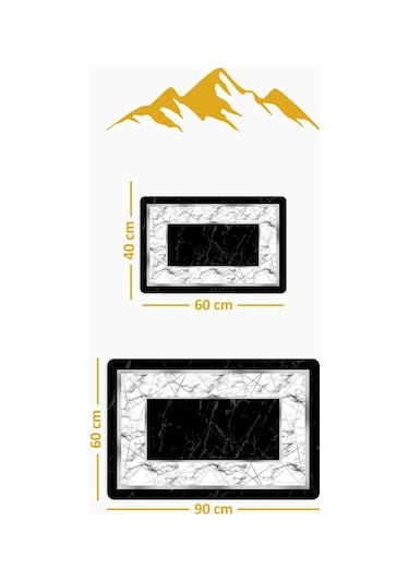 Yıkanabilir Kaymaz Tabanlı Modern Desenli 2'li Banyo Paspas Takımı Bps0021 Renkli