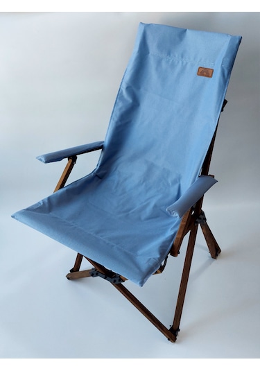 Joyfull Turtle Ahşap - Kollu Katlanır Sandalye -mavi Kılıf -çanta Mavi