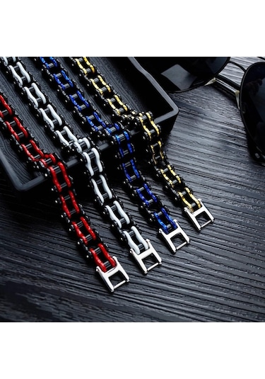 Novahub Beyaz Luxy Moon Kişiselleştirilmiş Motosiklet Zinciri Rock Tarzı Bisiklet Zinciri Paslanmaz Çelik Bilezik Beyaz