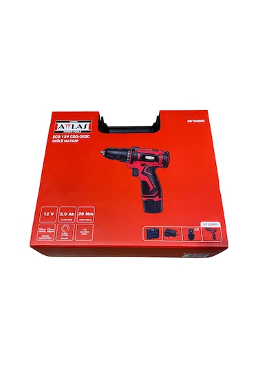 Attlas ECO CDD-202C Kutulu 2 x 2.0AH 12V 28NM Tork Akülü Vidalama Matkap