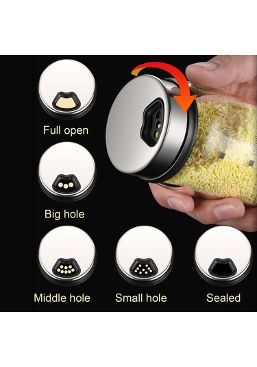 Kosona 150ml Cam Baharat Kavanozu, 4 Farklı Çıkış Açığı, Döner Kapağı Ve Ölçü İzleriyle Dayanıklı Diğer