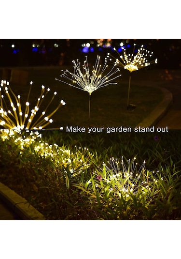 Güneş Enerjili Işıklar Bakır Tel Yıldız Yağmuru Havai Beyaz L5967w-5 Beyaz