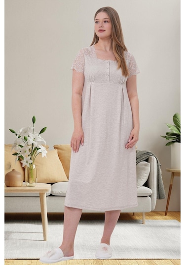 Mecit Pijama Mecit 6057 Vizon Hamile Lohusa Gecelik