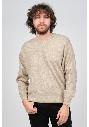 Ida Erkek Lambswool V Yaka Kazak 0593130 Bej Bej