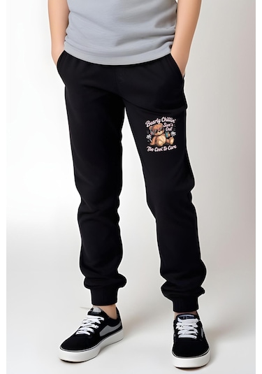 Fyk Kids Kız Çocuk Yuvarlak Yaka Baskılı Bearly Chillin Alt-üst Pijama Takımı Gri