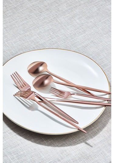 Apricot Faro Rosegold 24 Parça 6 Kişilik Çatal Kaşık Bıçak Kutulu