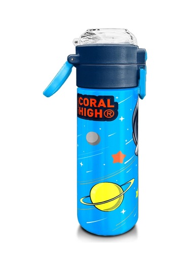 Coral High Kids Lacivert Mavi Astronot Desenli Pipetli Ve Direkt İçim Çelik Termos 500 Ml 31804 Mavi