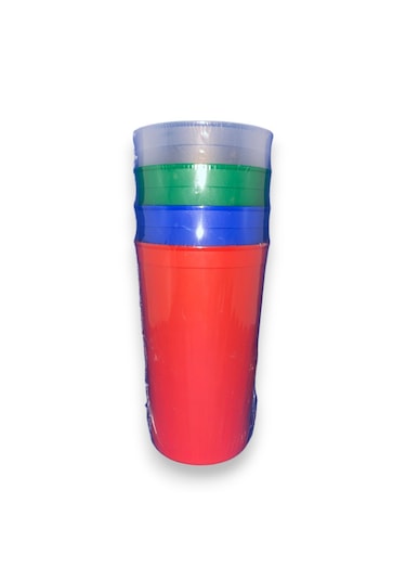 350ml 4'lü Renkli Kokusuz Kırılmaz Sofra Ve Piknik Bardağı Opak Şeffaf-mavi-yeşil-kırmızı