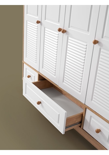 Mosso 4 Kapılı Dolap, Bebek ve Genç Odası Dolap Beyaz