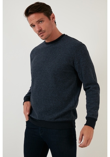 Buratti Slim Fit Bisiklet Yaka Pamuklu Erkek Kazak 456201 Indigo