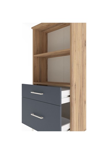 Arges Dolap 2 Raflı 2 Çekmeceli 60x30x134 Çam-antrasit Atlas Çam