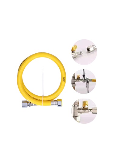 Hangfox 1m 304 Paslanmaz Çelik Gaz/şişe Gaz Borusu, Esnek Dalgalı Halka, Tek Parça Hidrolik Bağlantı, Ev Dekoru İçin, İç Dişli+takma Uç