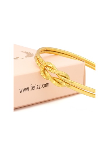 Altın Kaplama İmitasyon Köşeli Desenli Ajda Aşk Düğümü Bilezik Blz-3117 Altın