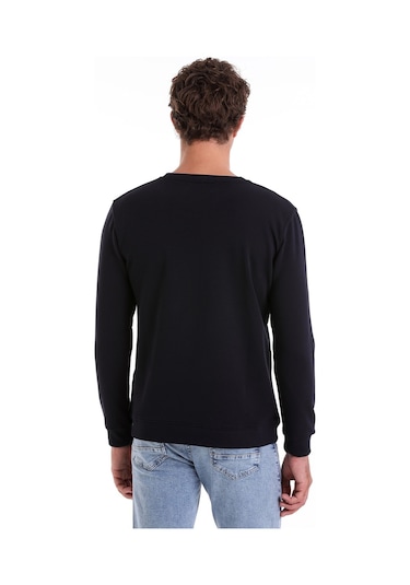 Hatemoğlu Lacivert Regular Fit Düz Pamuklu Bisiklet Yaka Sweatshirt Lacivert