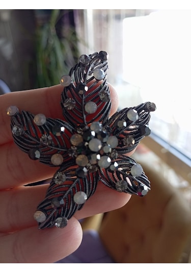Slowshe-vintage Markazit Yıldız Broş Antrasit
