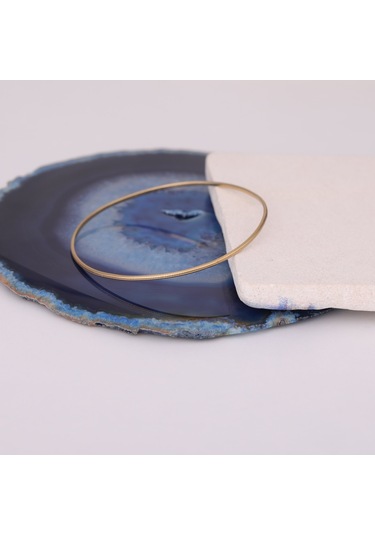 925 Ayar Altın Mikron Kaplama Ajda Ray Gümüş Bilezik - Bv00107 Gold