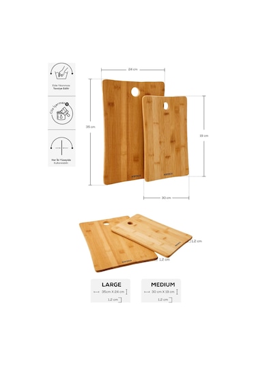 Karaca  Bamboo 2li Bambu Kesme Tahtası B3064