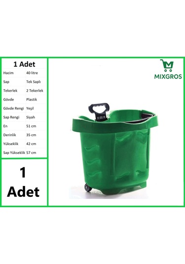 Tekerlekli Plastik Market Alışveriş El Sepeti 40 Litre Yeşil 1 Adet Yeşil