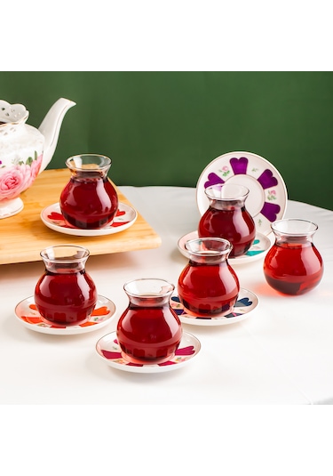 Perotti 17900 Beyoğlu 12 Parça 6 Kişilik Çay Seti Çay Takımı Renkli