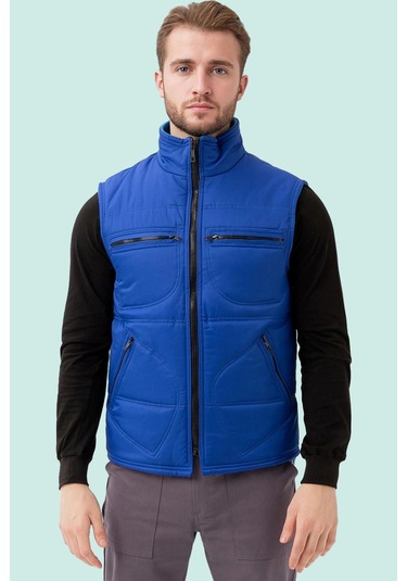 Kışlık Su Geçirmez Çok Cepli Yelek Isı Yalıtımlı Melesa İş Outdoor Suya Sıcak Tutucu Saxmavi