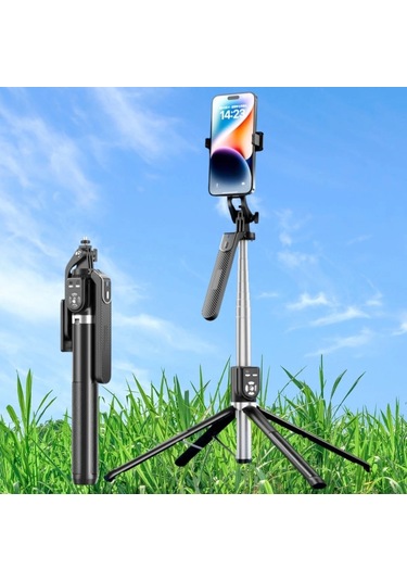 Kumandalı 360 Derece Dönebilen Cep Telefonu Ve Kamera Tripodu 2.2m Uzayabilen Selfie Çubuğu Çok Renkli