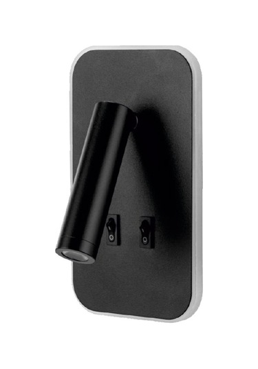 Tuvalu Çift Kademeli Siyah Yatak Başı Led Aplik Okuma Lambası Siyah