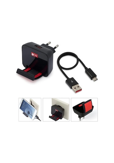 ŞARJ ALETİ MICRO ECOMAX 12W TELEFON TUTUCULU SWISS CHARGER SCH-20