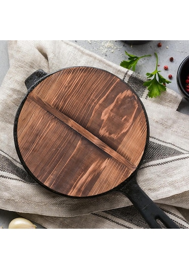 Tavalar Ve Tencere İçin Doğal Ahşap Kapak, 28 Cm, Kahverengi Doğal Ahşap