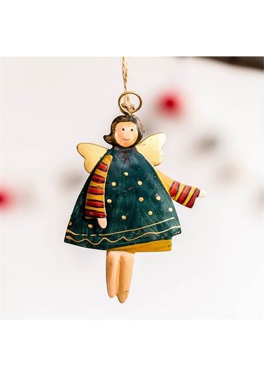 Geeroyoo Noel Dekorasyonu: El Yapımı Demir Çizgili Mavi Melek Askısı, Ağaç Süs Eşyası, Ev Dekoru Aksesuarı