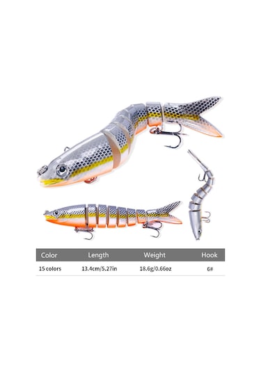 Reedark 13.4cm Çok Eklemli Yapay Yem, Gerçekçi Pike Wobblers, 18.6g Sert Swimbait Crankbait