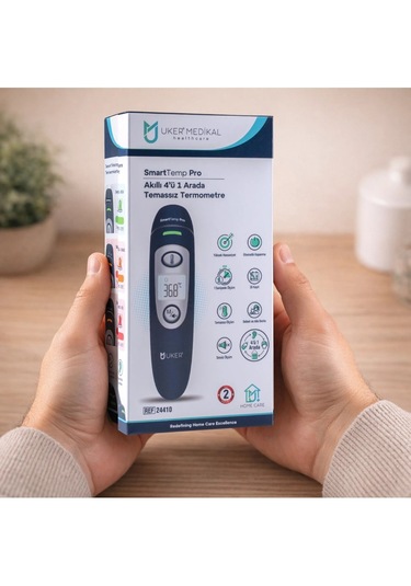 Uker Smarttemp Pro Temassız Termometre 4 Ü 1 Arada Kulak Alın Ateş Ölçer Renkli Uyarı
