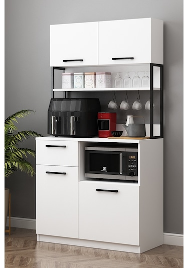 Ervin Kahve Köşesi Airfry Kiler Dolabı Beyaz Beyaz