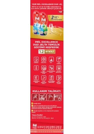 Pril Duo Jel 4 Etki Bulaşık Makinesi Deterjanı 2 x 900 ML