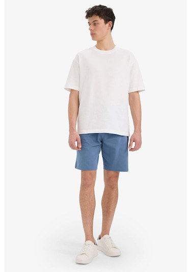 DeFacto Slim Fit Dar Kesim Cepli Pamuklu Basic Düz Bermuda Şort W1105AZ25SPBE808
