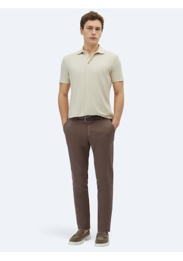 Bej Düz Polo Yaka T-shirt Bej