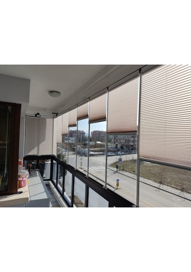 A.kahve 09-09 Plise Perde - Katlanır Cam Balkon Perdesi Açıkkahve