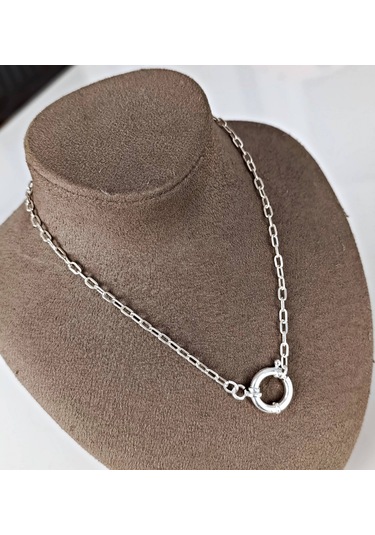 Gümüş Oval Zincirli Kadın Kız Kolye