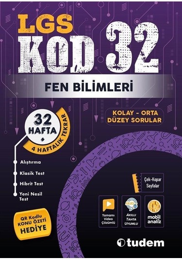 LGS Fen Bilimleri Kod 32- Tudem Yayınları