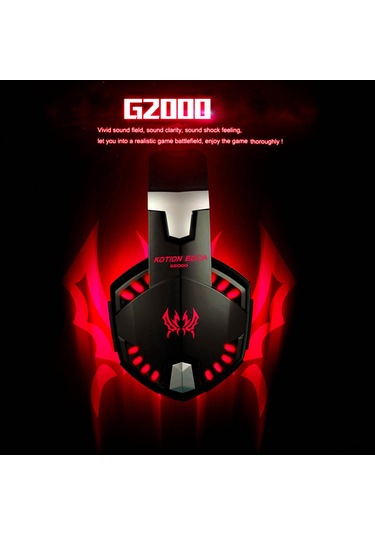 Vkemall Kotıon Each G2000 Kafaüstü Oyun Kulaklığı, 3.5mm Bağlantı, Sürround Ses, Gürültü Engelleme Mikrofon, Ps4/xbox/pc Uyumlu, Kırmızı