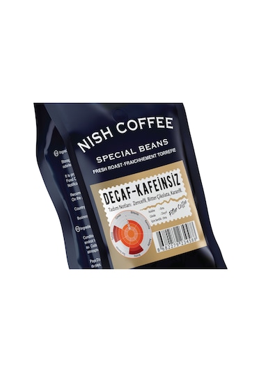 Nish Filtre Kahve Decaf Kafeinsiz 250 Gr Çekirdek Kahve